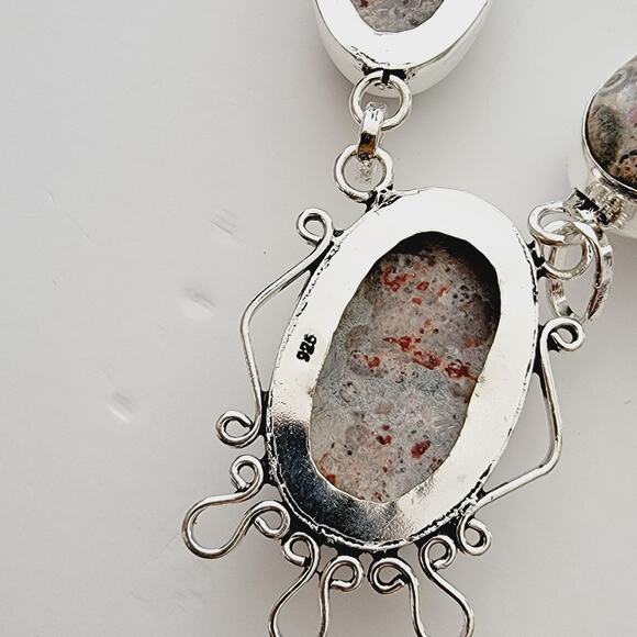 Unique Rhyolite Necklace - Sterling Silver Statement Jewelry - Picture 4 of 7